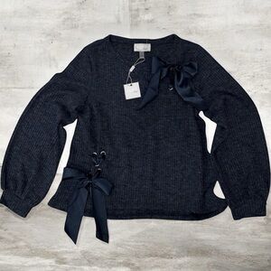 ✨ Cupio Blush Ribbed Bow Detail Long Sleeve Top – NWT ✨